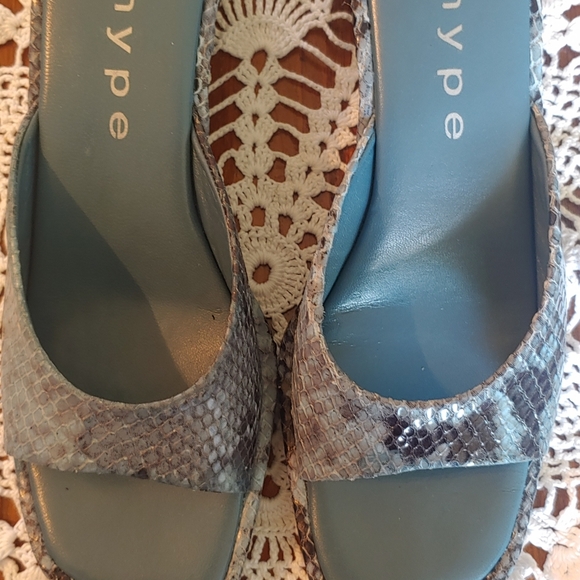 Hype Sandals Snakeskin Leather blue open toe/Square  pre-owned 5.5m Women's - Picture 8 of 8